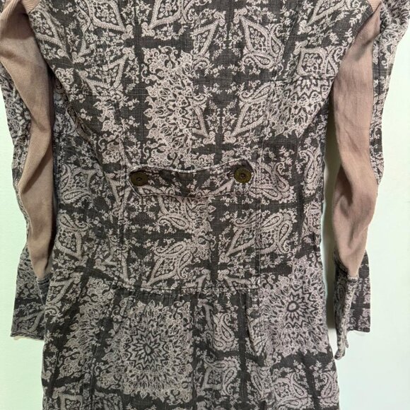 Free People Ramie Brown and Tan Floral Paisley Boho Trench Jacket Size 6 - Picture 9 of 9